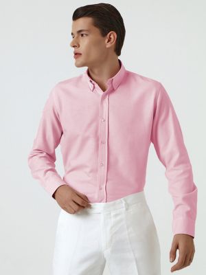 Розовая рубашка добби приталенного кроя D'S Damat