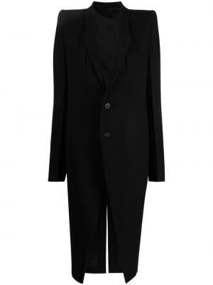 Vlněný kabát s knoflíky Rick Owens černý