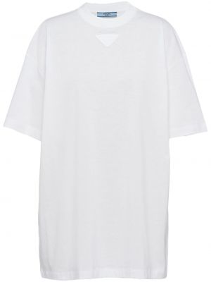 Biała koszulka bawełniana Prada
