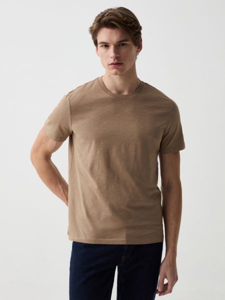 Хлопковая футболка Ovs коричневая