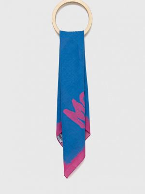 Памучен шал с принт Moschino синьо