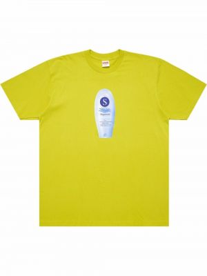 Тениска с принт Supreme жълто