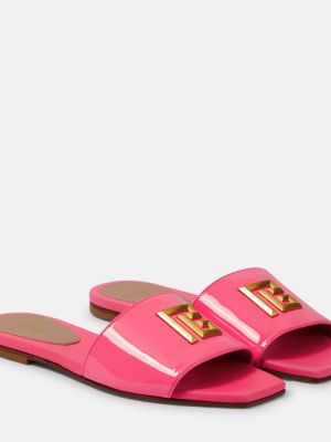 Lakirane usnjene sandali Balmain roza