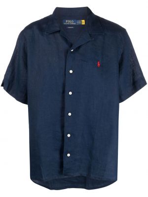 Lniana haftowana koszula w kratkę Polo Ralph Lauren