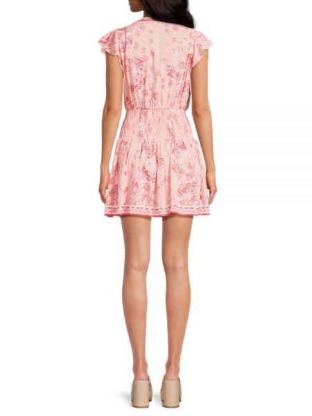 Платье мини с узором пейсли Poupette St Barth розовое