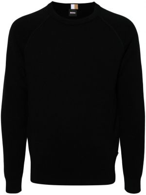 Bavlnený vlnený sveter Boss čierna