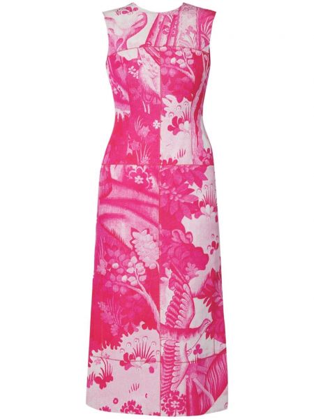 Midi haljina s printom Erdem ružičasta