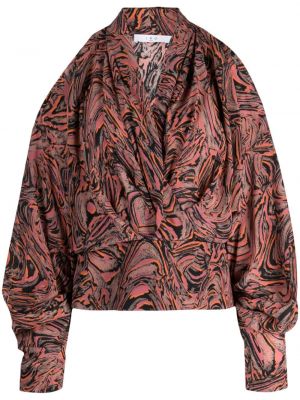 Копринена блуза с абстрактен десен Iro оранжево