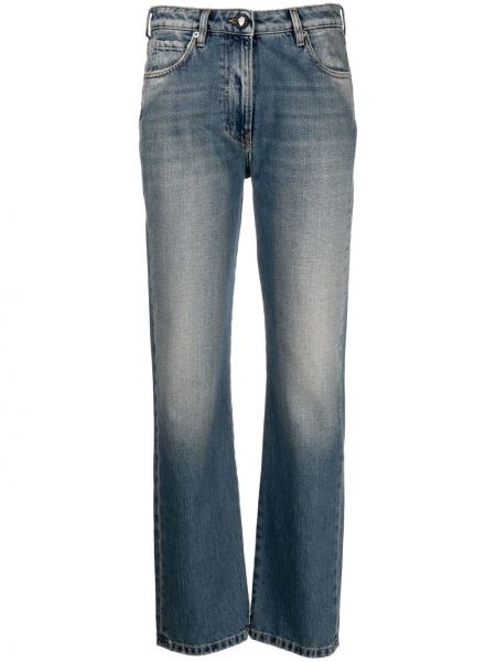 Straight fit džíny s oděrkami Semicouture modré