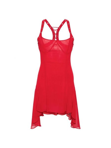Sukienka mini z falbankami z krepy The Attico czerwona
