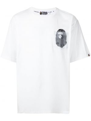 Camiseta con estampado con bolsillos A Bathing Ape® blanco