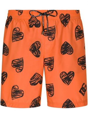 Shorts à imprimé de motif coeur Dolce & Gabbana orange