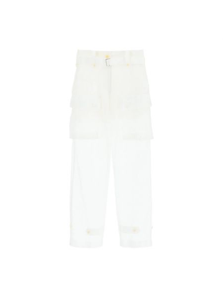 Białe spodnie cargo koronkowe Sacai