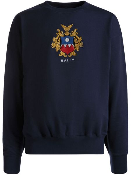 Medvilninis siuvinėtas džemperis Bally mėlyna