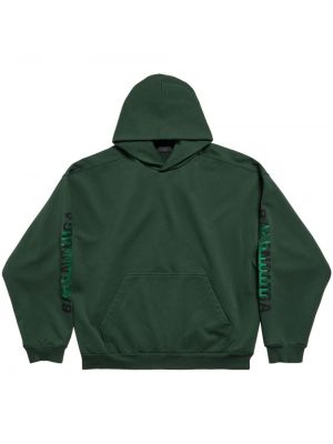 Pamučna hoodie s kapuljačom s printom Balenciaga zelena