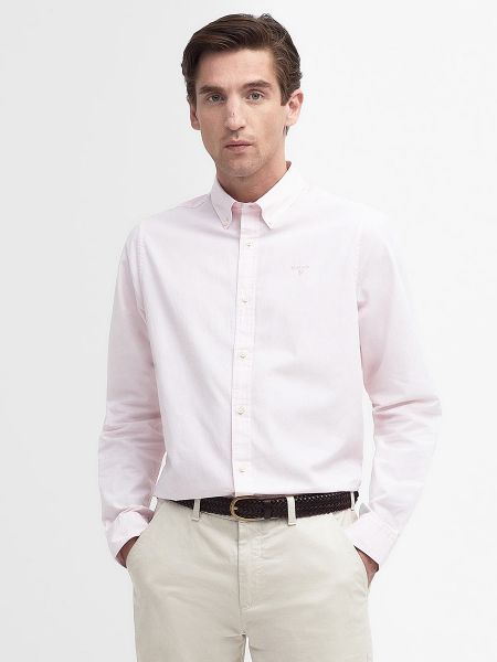 Camisa de algodón manga larga Barbour rosa