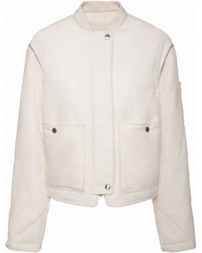 Aksamitna kurtka puchowa bawełniana Jil Sander biała