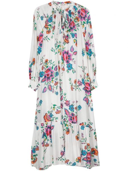 Sukienka w kwiatki z nadrukiem Dvf Diane Von Furstenberg biała