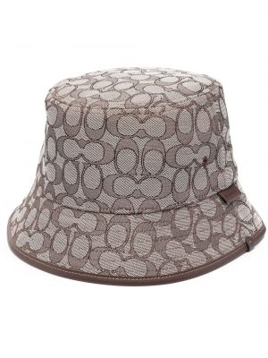 Žakárový klobouk Coach hnědý