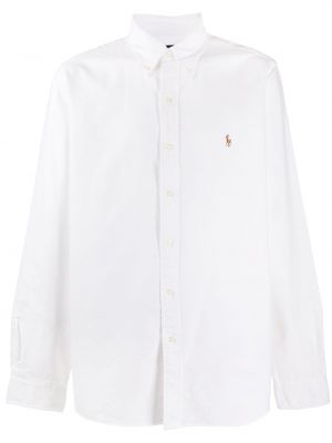 Kokvilnas garš krekls ar izšuvumiem Polo Ralph Lauren balts