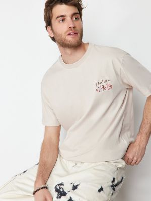Oversize kokvilnas polo krekls ar izšuvumiem Trendyol