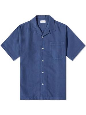 Хлопковая рубашка Universal Works синяя