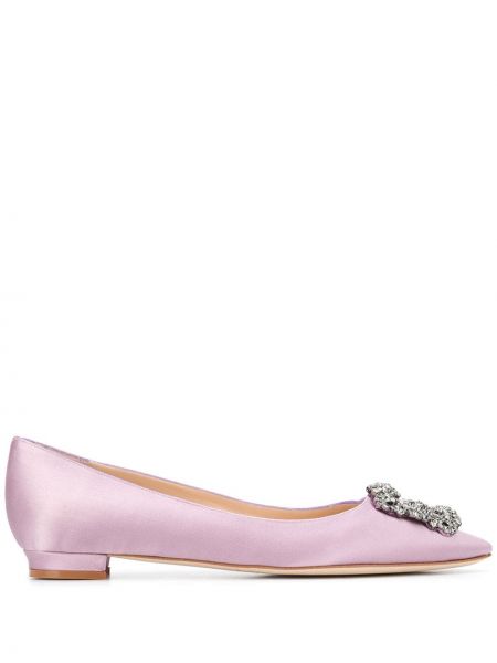 Satenske cipele Manolo Blahnik ružičasta