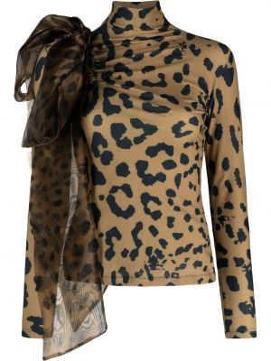 Leopard trykt bue lang topp Atu Body Couture gul