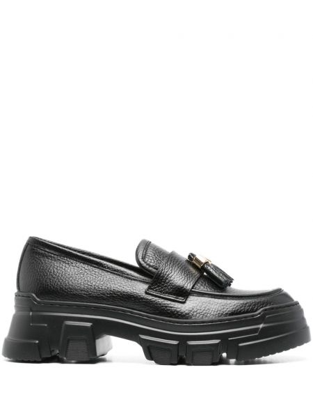 Læder loafers Pollini sort