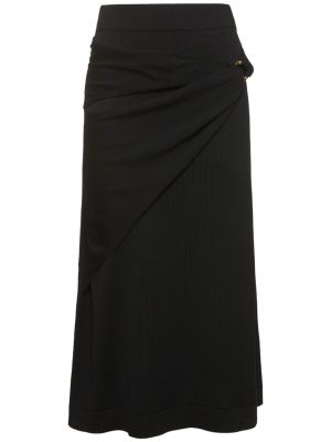 Falda midi de lana de punto Jil Sander negro