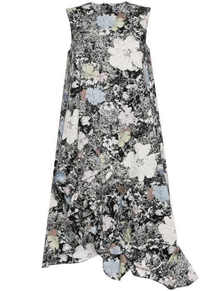 Pamučna midi haljina s cvjetnim printom s printom Jnby crna