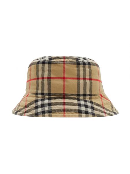 Beżowy kapelusz bawełniany w kratkę Burberry