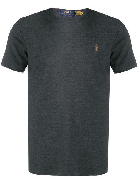 Einfarbige cord t-shirt mit stickerei Polo Ralph Lauren grau