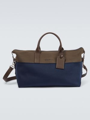 Kožená cestovní taška Giorgio Armani modrá