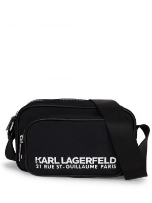 Rokassoma ar apdruku Karl Lagerfeld melns