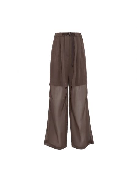 Szerokie spodnie Brunello Cucinelli brązowe