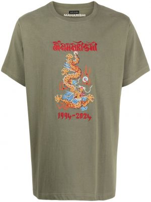 Βαμβακερό πουκάμισο με σχέδιο Maharishi πράσινο