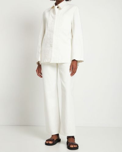 Bavlnená džínsová bunda The Row biela