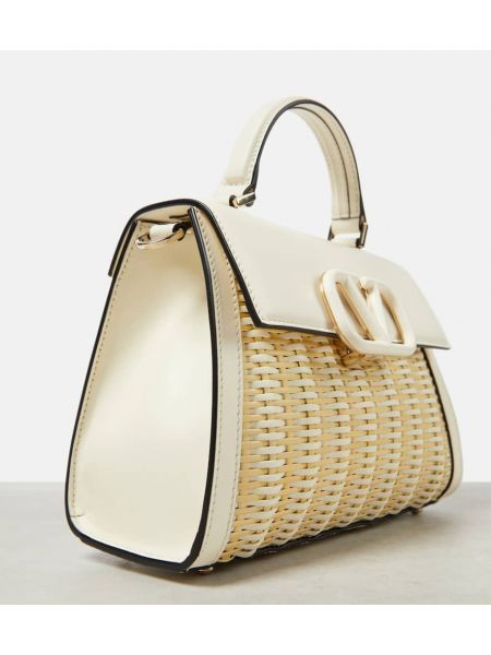 Δερμάτινη τσάντα shopper Valentino Garavani λευκό