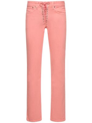 Mežģīņu straight fit džinsi ar zemu vidukli ar šņorēm Ludovic De Saint Sernin rozā