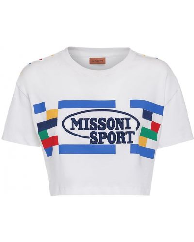 Majica z vezenjem s potiskom Missoni bela