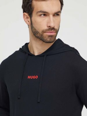 Bluza z kapturem z nadrukiem Hugo czarna