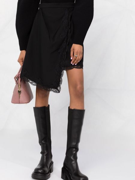 Krajkové asymetrické sukně Alexander Mcqueen černé