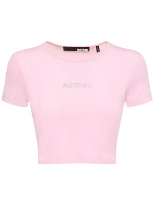 Памучна тениска Rotate розово