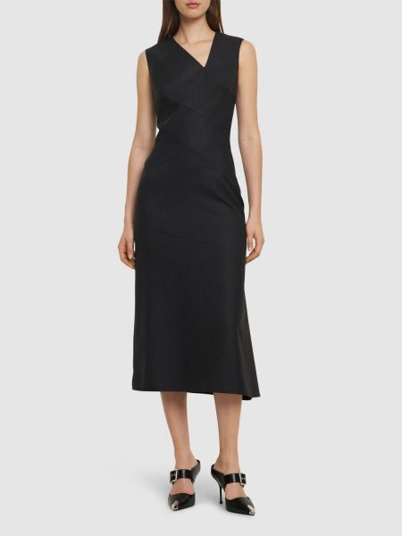 Gestreifter woll midikleid Alexander Mcqueen grau