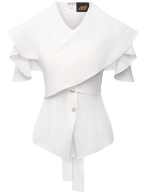 Белая шелковая блузка Loewe
