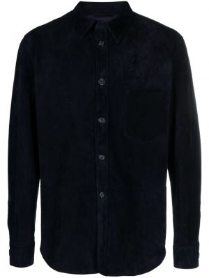 Semišová košeľa Giorgio Armani modrá