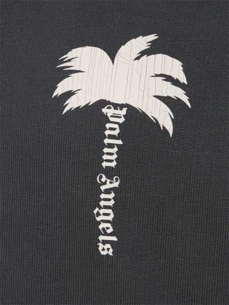 Bavlněná mikina s kapucí Palm Angels šedá