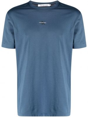 Тениска с принт Calvin Klein Jeans синьо