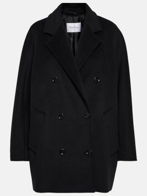 Kašmírový vlněný krátký kabát Max Mara černý